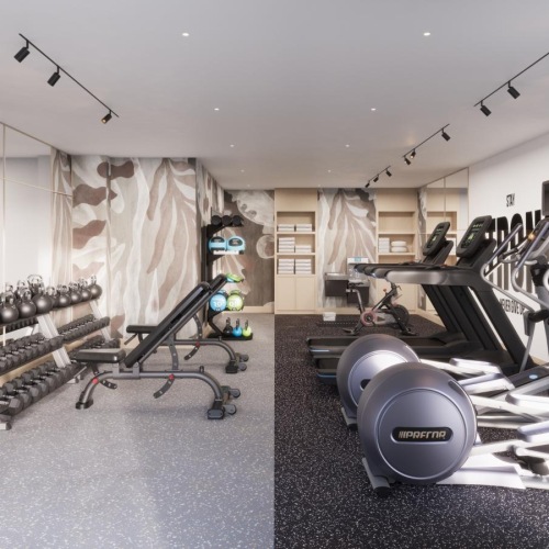 a gym with exercise equipment