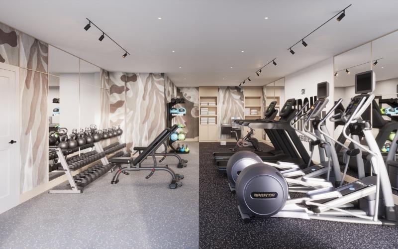 a gym with exercise equipment